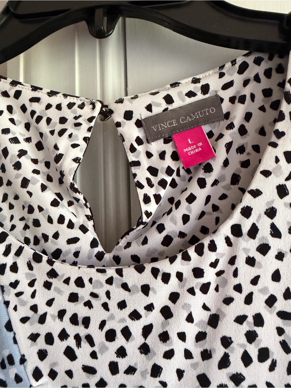 Vince Camuto White Blouse with Black Spot Print